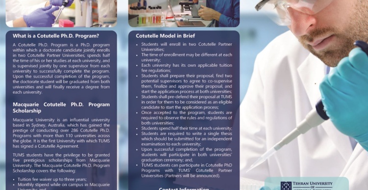 TUMS International Cotutelle (Co-Supervising) PhD Program