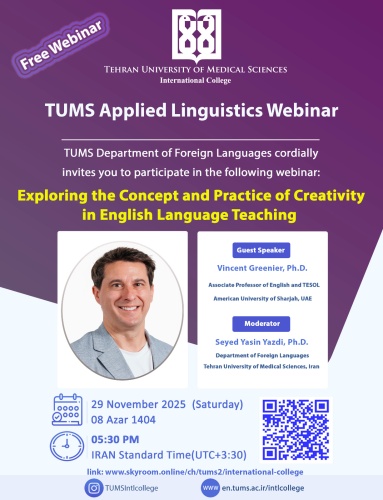 TUMS Applied Linguistics Webinar - Exploring the Concept and Practice of Creativity in English Language Teaching